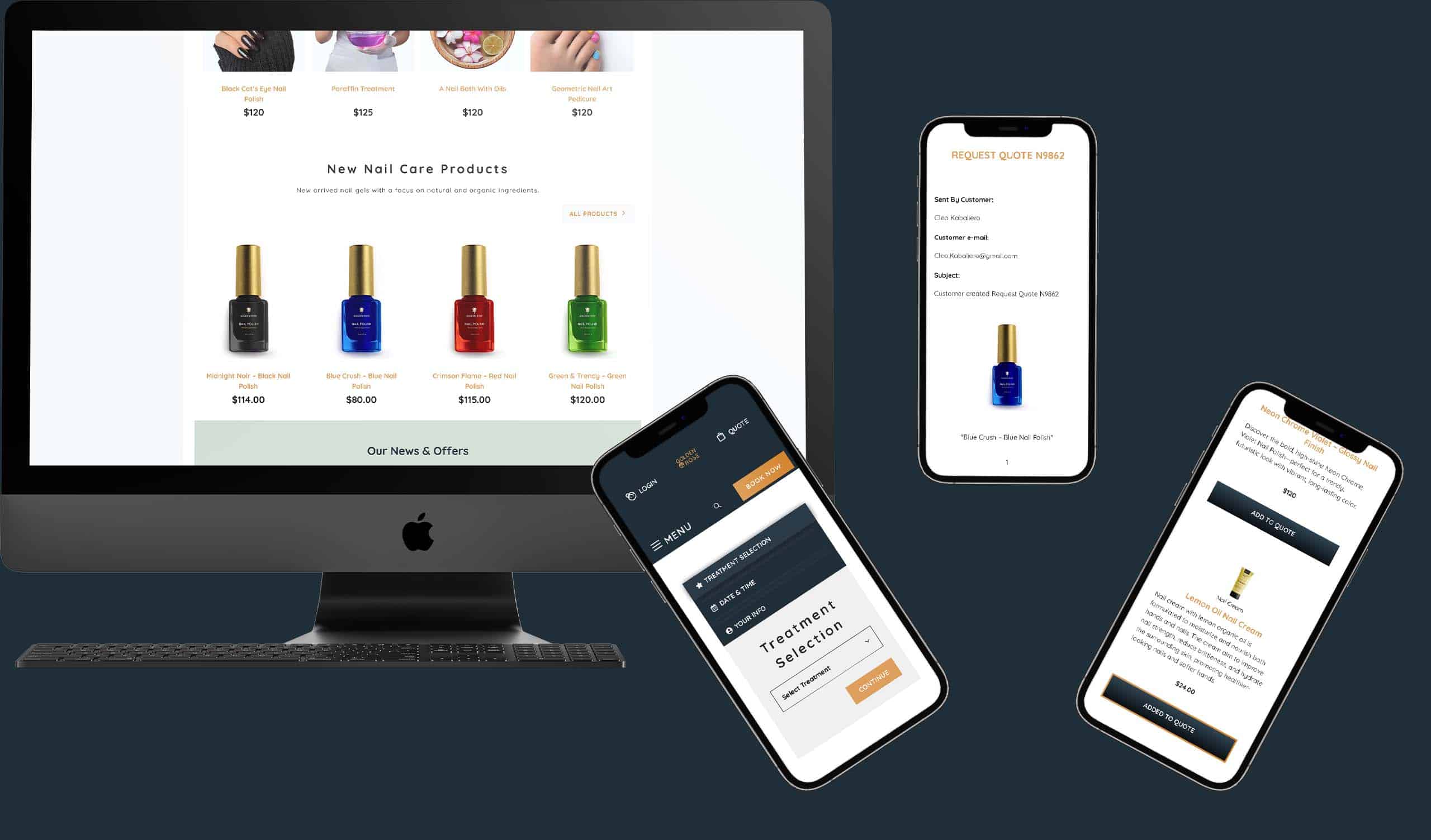 1 Desktop and 3 mobiles illustration for Booking Integration